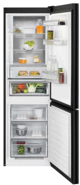 Electrolux LNT7ME32M1, fekete üveglapos 186 cm magas kombinált hűtőszekrény
